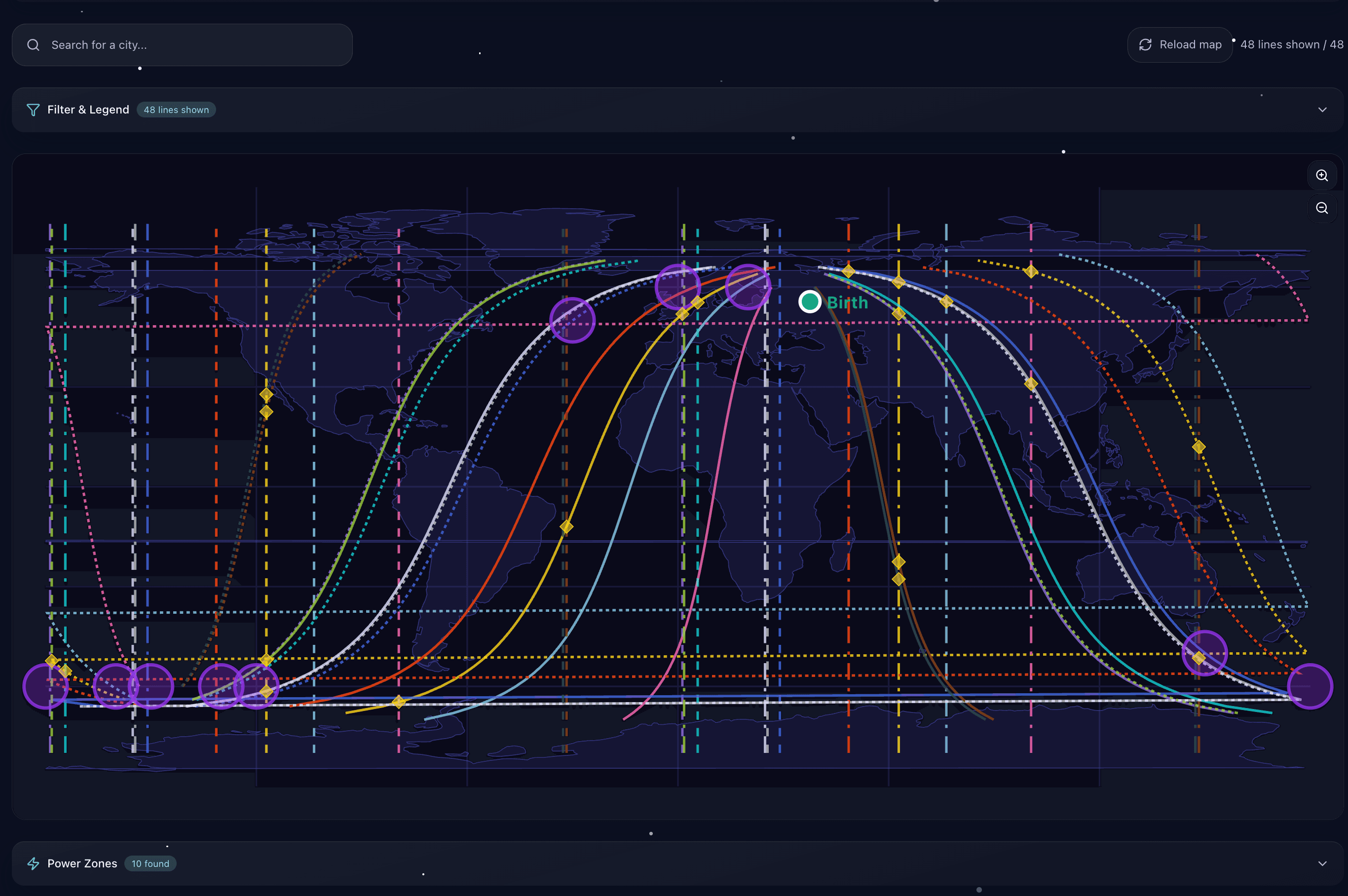 Find Your Astrocartography Map for Power Places
